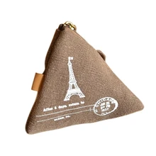 Женский кошелек в ретро-стиле с треугольным вырезом для девочек, модные холщовые с застежкой-молнией, женские кошельки для монет, изменение денег, carteira