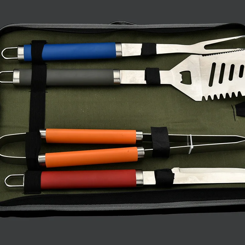 4Pcs/Set BBQ Tool Utensil SUS 304 Stainless Steel Quality Outdoor
