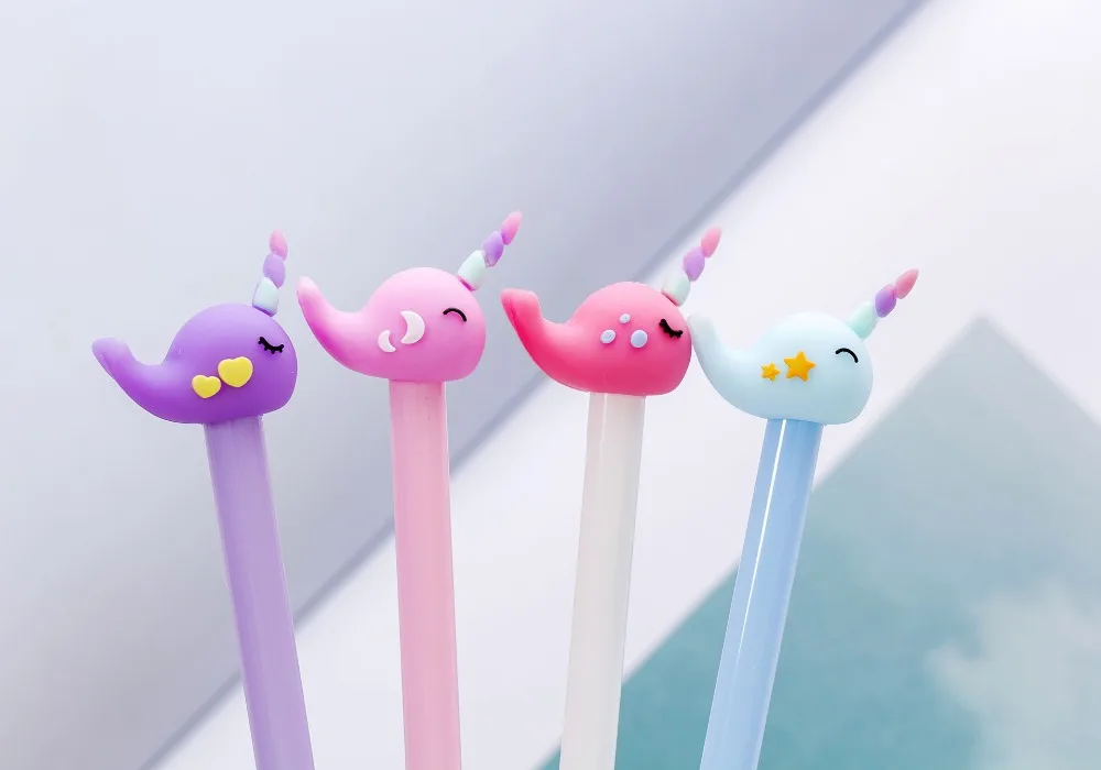 Unicórnio dos Desenhos Cor de Recarga de Canetas para Escrever Lote Animados Baleia Bonito Gel Pen 0.5 Milímetros Preto Presente Material Escolar Papelaria A6490 36 Pçs - 4 High Quality Material escolar e de escritório