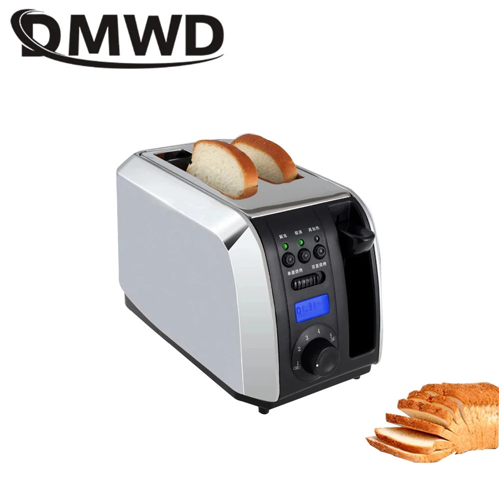 DMWD Digital Timer Electric Toaster Stainless steel Breakfast Bread Baking Machine 2 Slices Slots Automatic Toast Oven EU Plug DMWD Digital Timer Electric Toaster Stainless steel Breakfast Bread Baking Machine 2 Slices Slots Automatic Toast Oven EU Plug