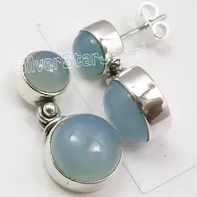 CALCEDONIA 2 Joya de Plata PURA Espumosos BARATO Stud Pendientes 2.2 CM