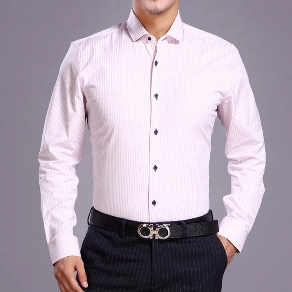 New Arrival men's cotton fancy dress shirts bright pink long sleeve