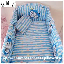 Акция! 6 шт. белье для новорожденных в кроватку, кроватки комплект ребенок Постельное бельё(бамперы+ лист+ наволочка