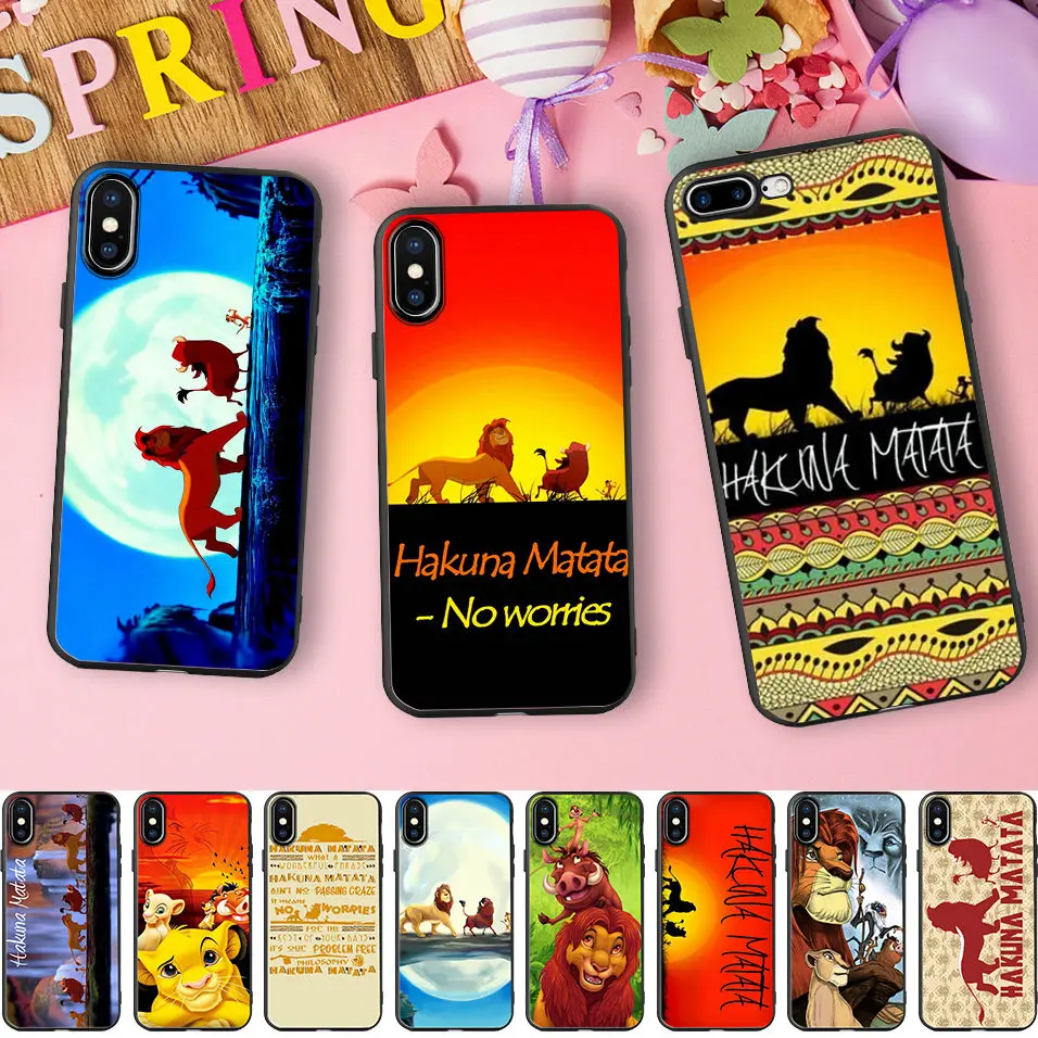 

Hakuna Matata Lion King Black Soft Silicone Phone Case for iPhone X 5 S 5S XR XS Max 6 6S 7 8 Plus Cover Fundas Capinha Coque