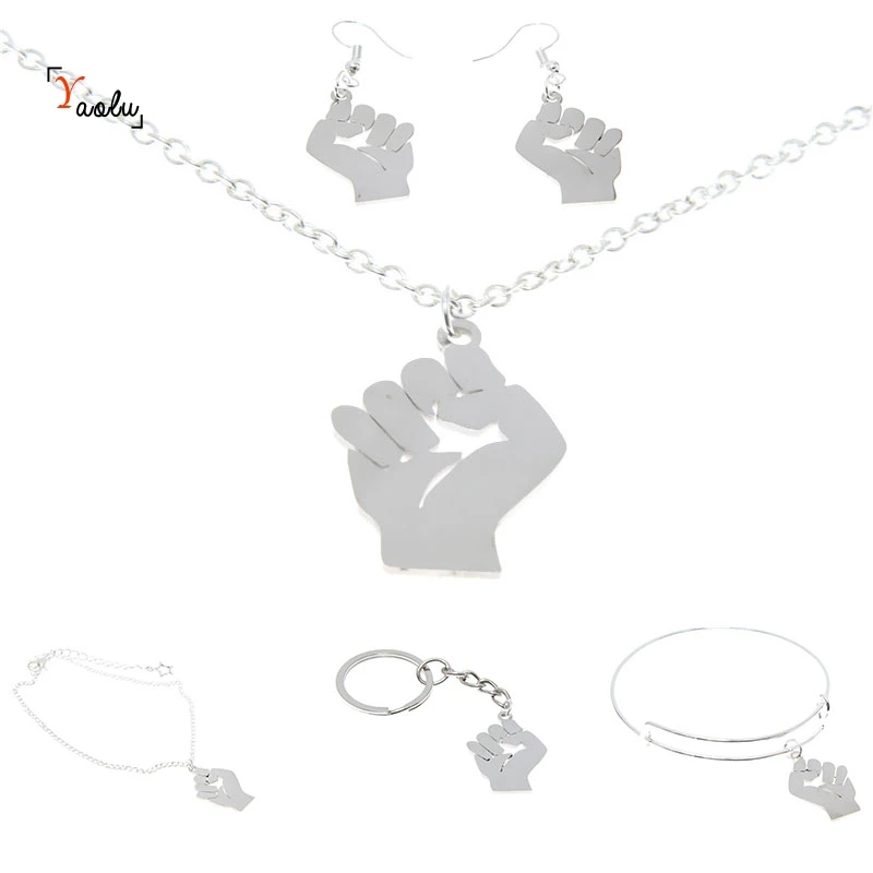 Resist Jewelry set Civil Rights Feminism Feminist Political flag hut Charm Necklace Bangle Kerying Earring Ankle | Украшения и