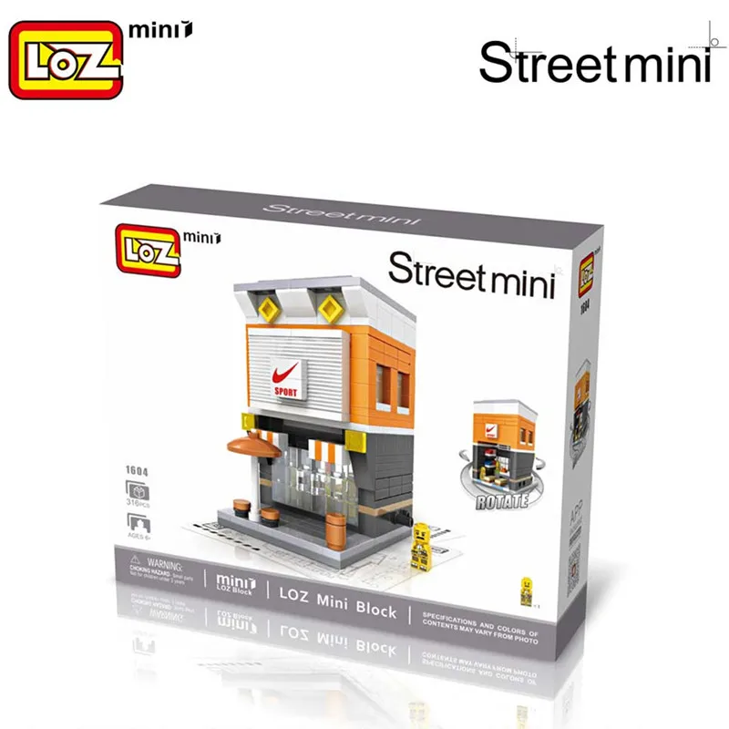 LOZ Mini Street View City строительные блоки DIY сборка Обучающие кирпичи 3D архитектура модели магазин детский подарок рождественские игрушки - Цвет: Sport Store With Box