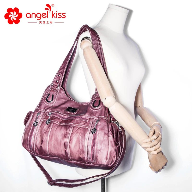 Женские кошельки и сумки Angelkiss из мягкой кожи с эффектом потертости большие на