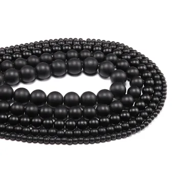 

1strand/lot Black Dull Polish Matte Glass Beads 4/6/8/10/12mm 15'' Round Loose Spacer Bead For DIY Jewelry Making Bulk Wholesale