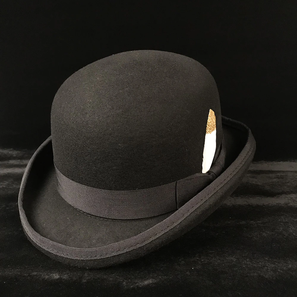 small fedora hat 100% Wool Women's Men's Black Bowler Hat Gentleman Crushable Derby Hat Dad Billycock Groom Hats Size S M X XL goorin bros fedora