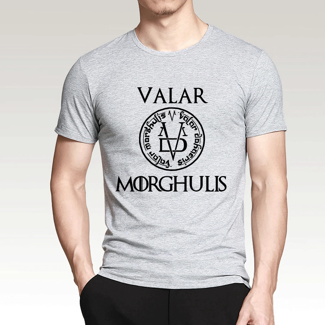 Летняя мужская футболка Valar Morghulis, все мужские футболки с надписью "Игра престолов", повседневные мужские футболки из хлопка