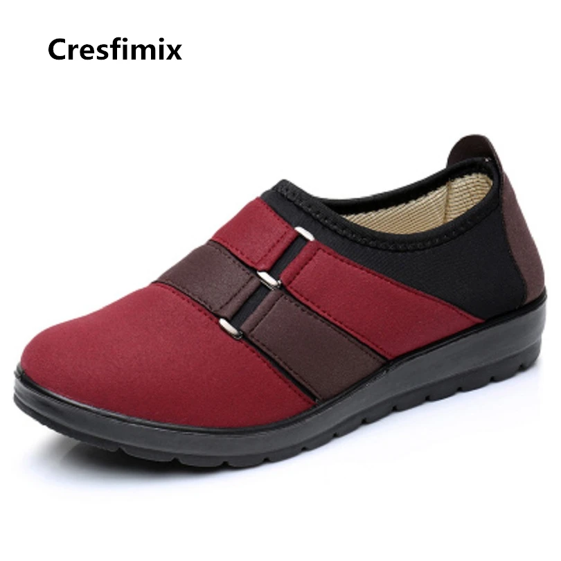 

Cresfimix sapatos femininas women casual spring slip on flat shoes woman retro wine red comfortable shoes female leisure shoes
