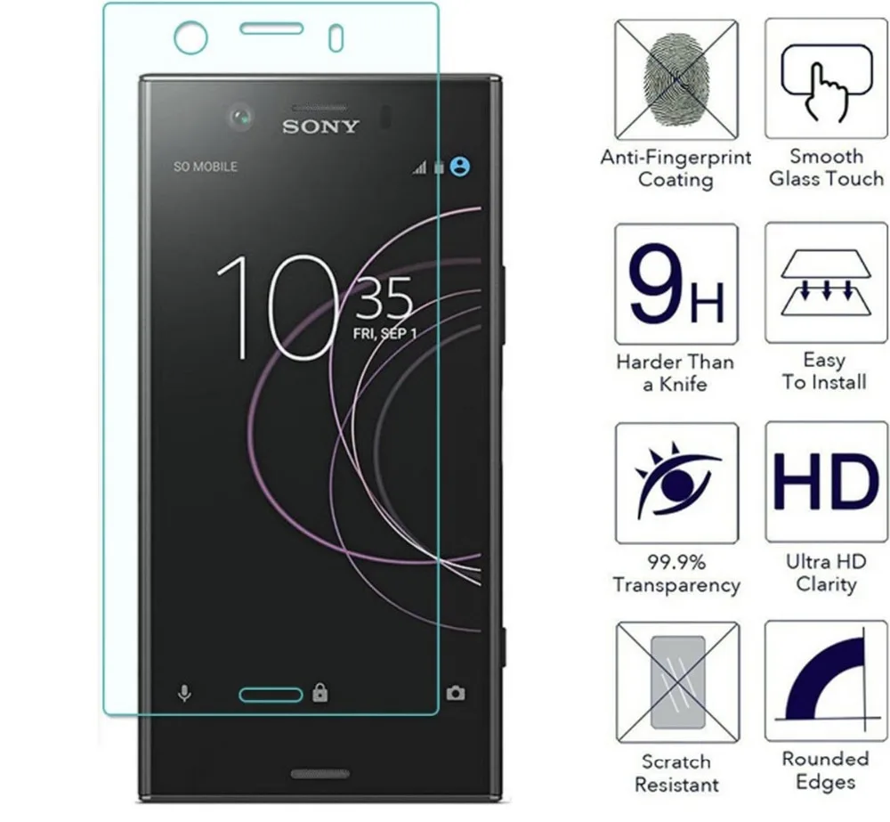 

2PCS 9H HD 2.5D Tempered Glasses For Sony Xperia XZ1 Compact Tempered Glass Screen Protector Ultra Clear Scratch Resistant