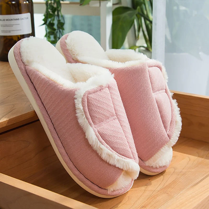 

Women Silppers Winter Warim Shoes Plus size 41-43 Fur House Indoor Slipper Foot tip Short Plush Hook Loop Women Shoes