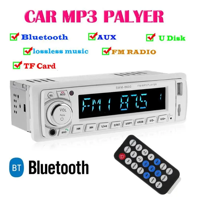 Автомобильный радиоприемник 1 Din In-dash FM Bluetooth USB MP3 мультимедийный плеер Дистанционное Управление 12V 4-канальный видеорегистратор головное устройство приемник дистанционного Управление