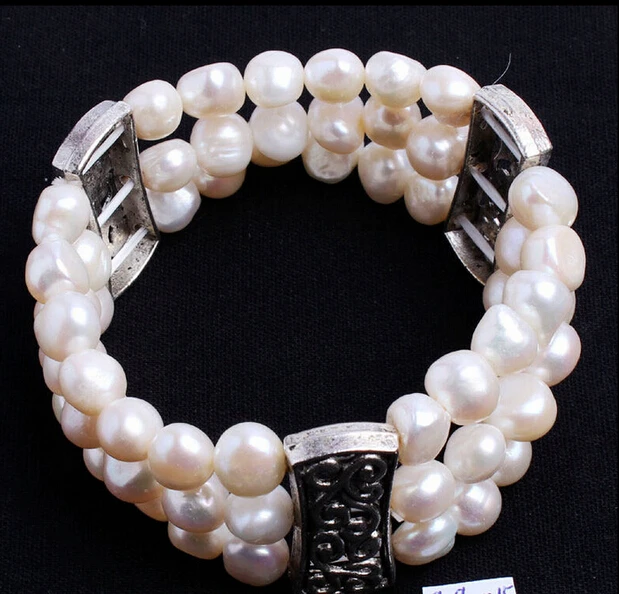 

hot sellPretty 8-9mm White Natural Freshwater Pearl Fashion Elasticity Bracelets -Bridal jewelry free shipping