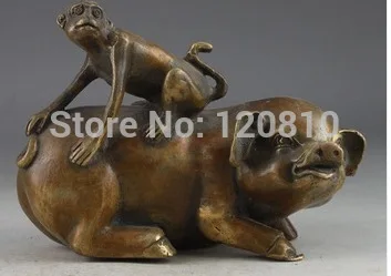 

Chinese Copper Vintage Hand Hammer Pig Monkey Statue Collection