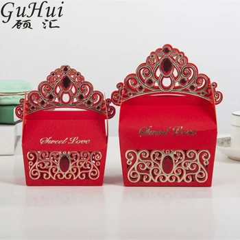 

50Pcs European Colorful Queen Princess Crown Candy Box Wedding Party Decoration Christmas Decor New Year Girl Kids Birthday Gift