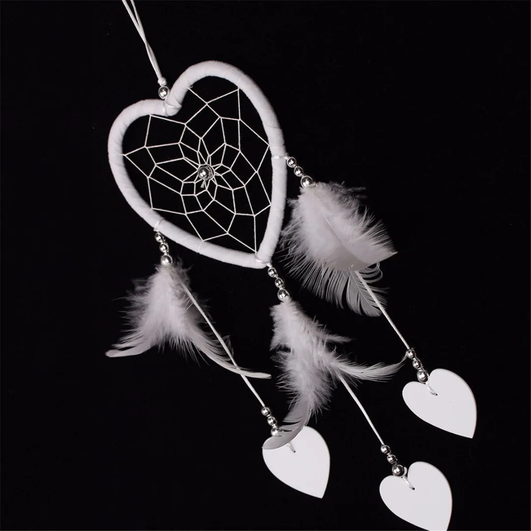 

Mayitr White Dream Catcher Small Heart Wall Hanging Dreamcatcher With Feather For Home Garden Car Decor Chimes
