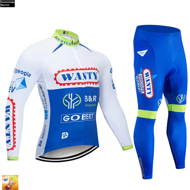 US $24.74 2019 Pro Team Blue Wanty Cycling Jersey Sets 16D Gel Bicycle Mens Outdoor Sports Clothes MTB Bike 