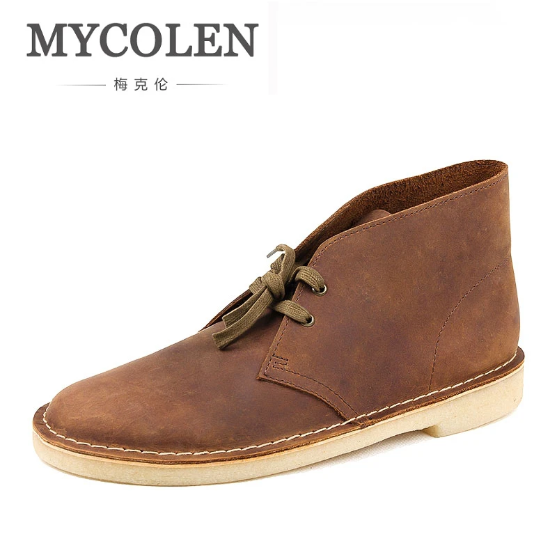 

MYCOLEN Genuine Leather Boots Luxury Brand Top Fashion Men Snow Winter Work Shoes Male For Mens Ankle Boots Bota Masculina
