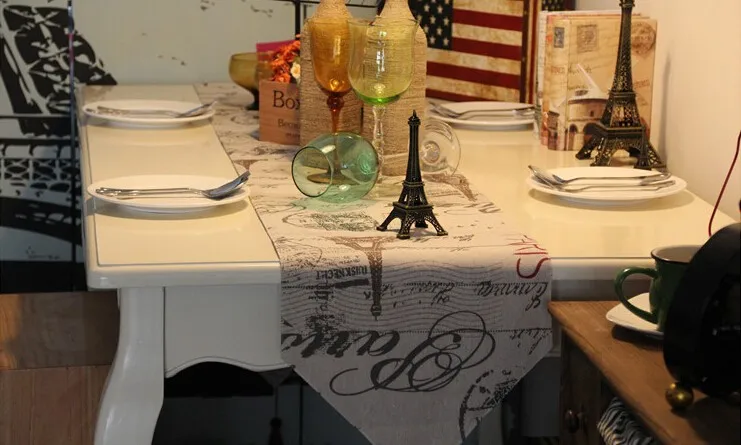 Dining Table Runners Decoration Table Runner Paris The Eiffel Tower Wedding Decoration Vintage Rustic (8)