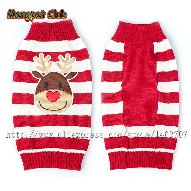 pet christmas sweater reindeer xmas puppy dog cat winter clothes pit bull christmas sweater
