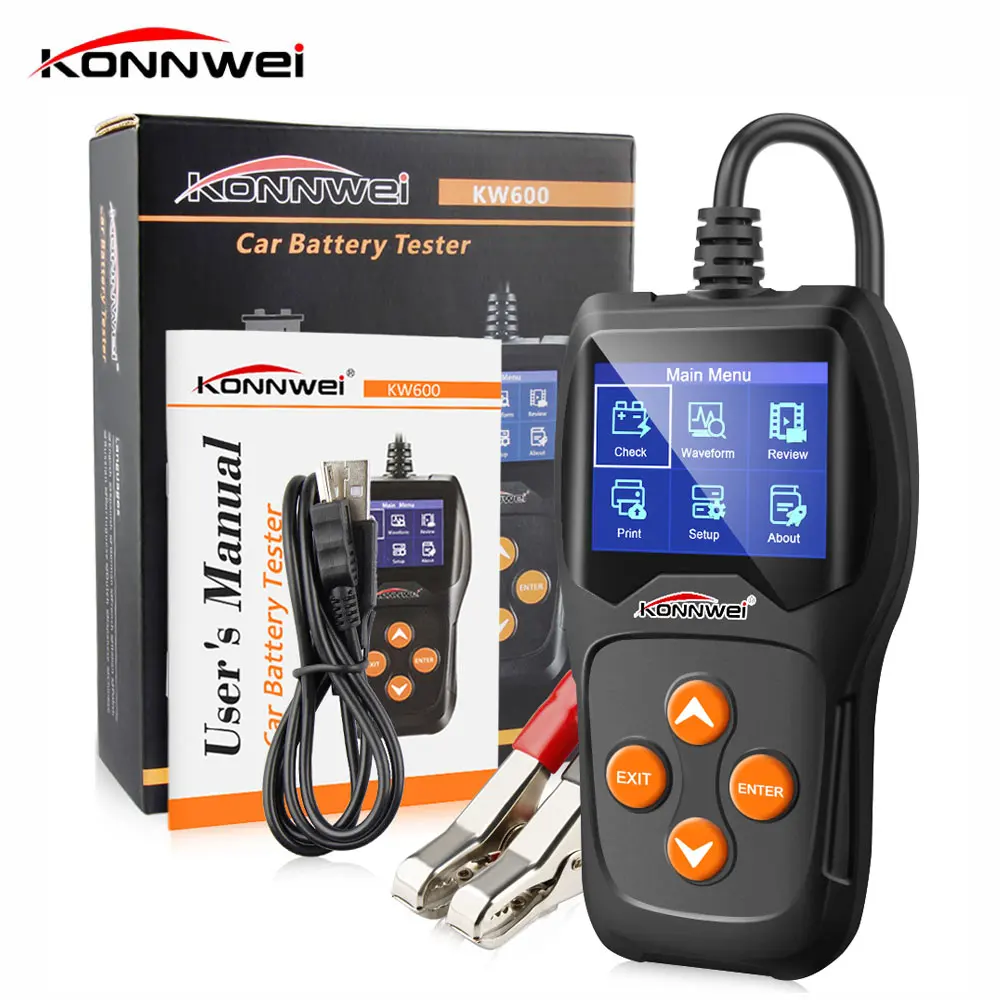 

Professional 12V Car Battery Tester 100 to 2000CCA 12 Volt Battery tools for the car Quick Cranking Charging Diagnostic KW600