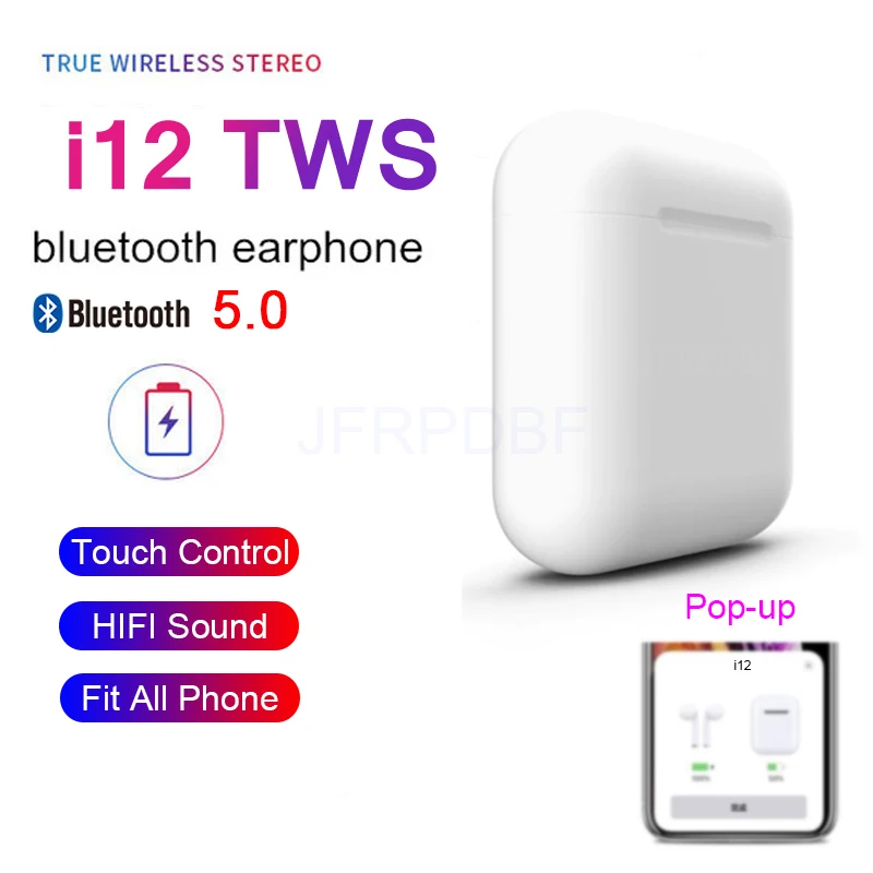

i12 TWS Blutooth 5.0 Earphones Touch Mini Wireless Earbud Stereo auriculares fone Headset Celular Binaural Call Headphones Elari