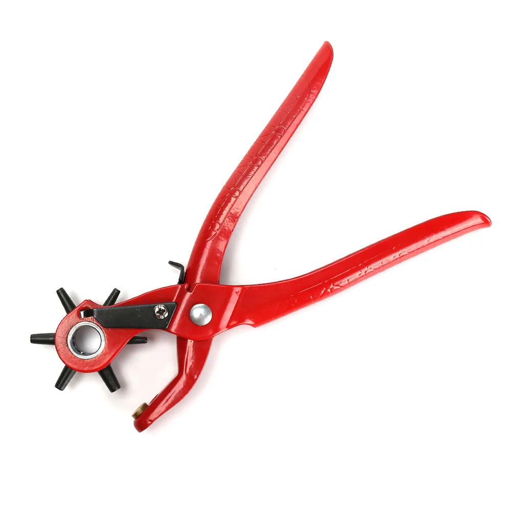 Belt Hole Puncher Heavy Duty Strap Leather Hand Plier Revolving DIY Tools Carbon Steelin Pliers