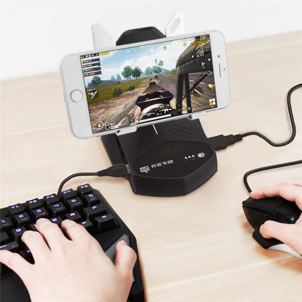 

BattleDock Keyboard and Mouse Converter Portable Mobile Phone Holder USB Gamepad Converter Gaming Controller for FPS PUBG Games