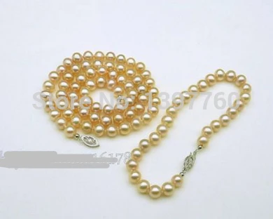 

Miss charm Jew.76 aa grade natural pink akoya pearl necklace bracelet 49/21cm 14k jewelry set (A0513)