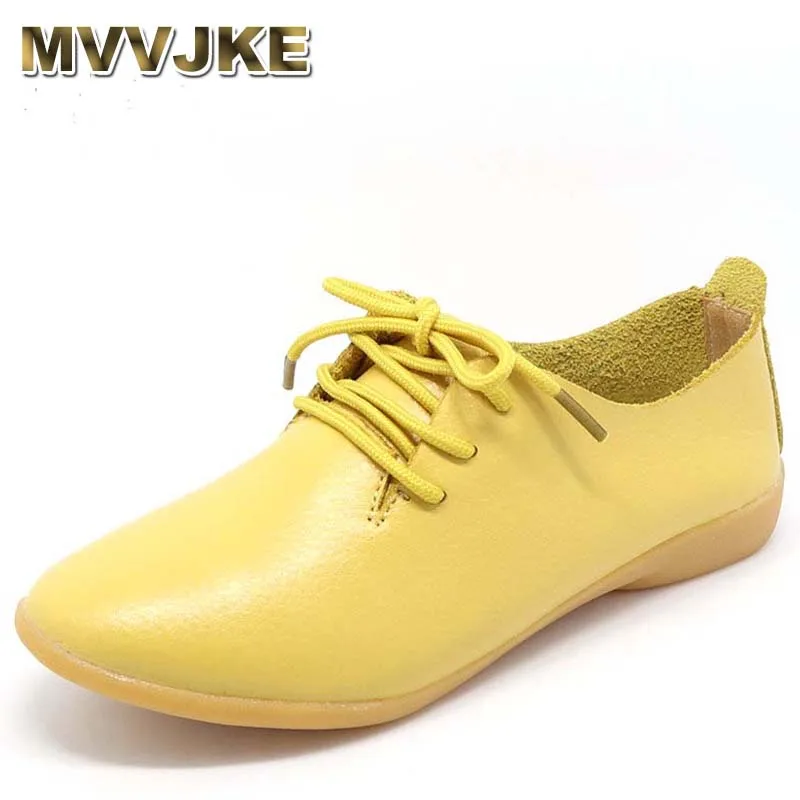 Meilleur MVVJKE Véritable En Cuir Oxford Chaussures Pour Femmes Bout Rond Dentelle Up Casual Chaussures Printemps Et Automne Plat Mocassins Chaussures