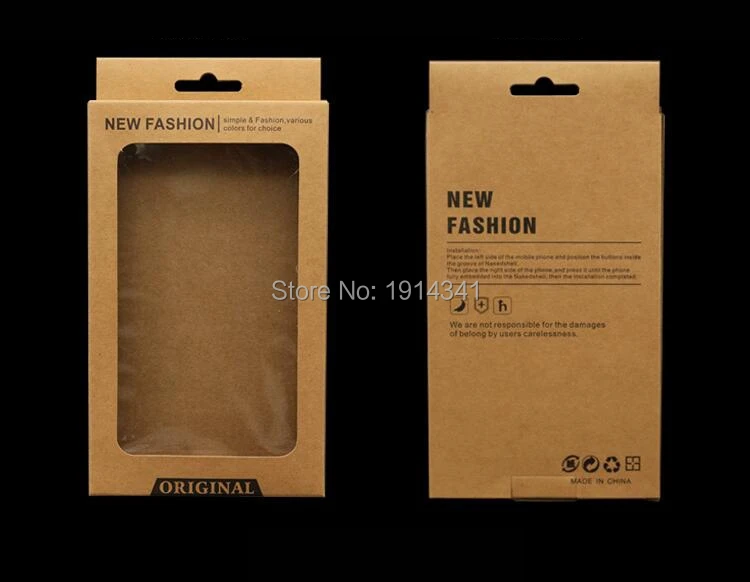 100 шт., большая коричневая крафт-бумага, розничная упаковка/картонная коробка для iphone 8 7 6 Plus 5, чехол для мобильного телефона