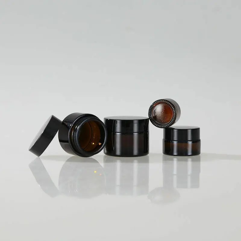 

10PCS 5g/10g/15g/20g/30g/50g Glass Amber Brown Cosmetic Face Cream Bottle Lip Balm Sample Container Jar Pot Makeup Travel Vial