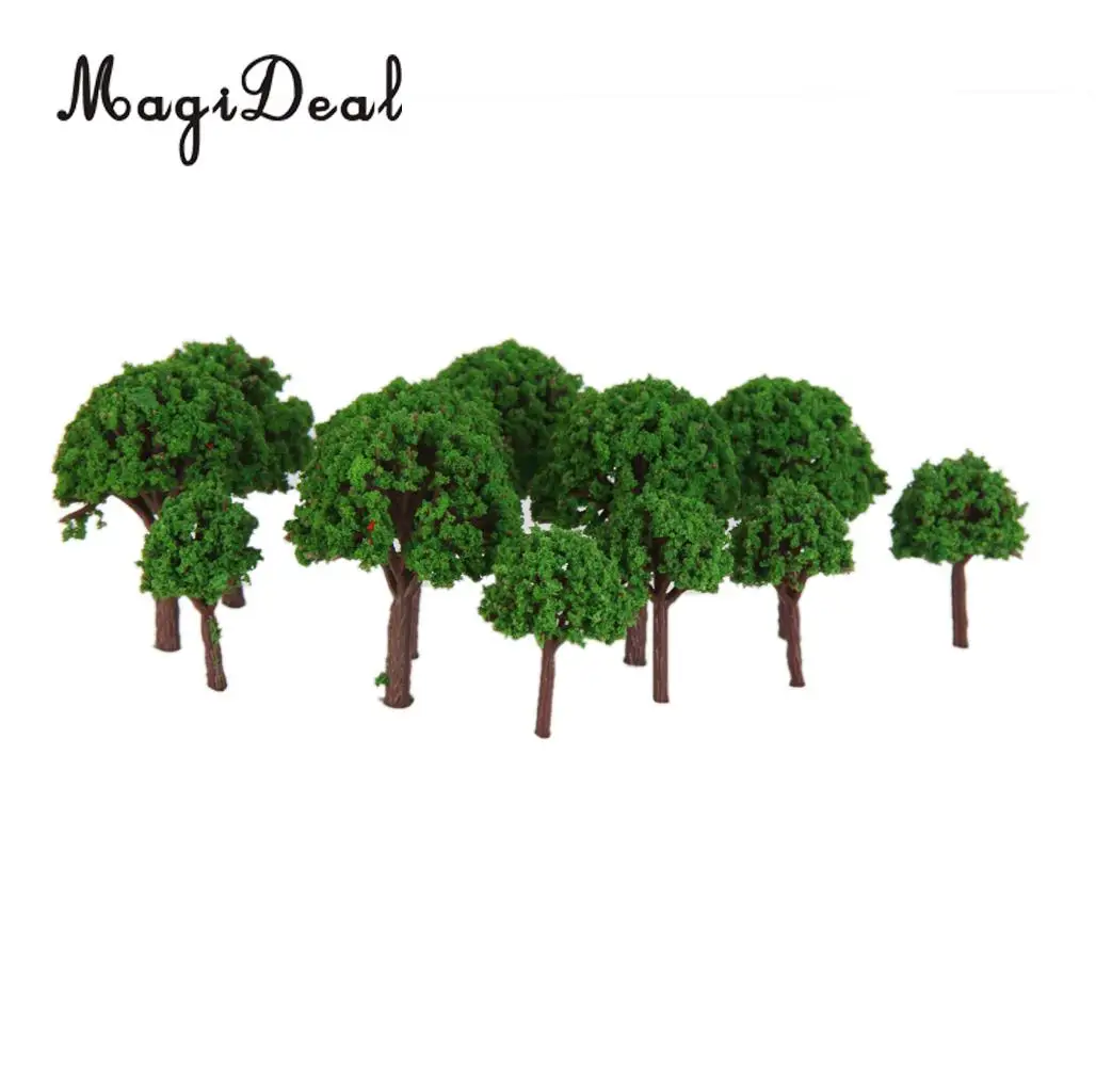 MagiDeal 50Pcs Plastic 3cm Scenery Landscape Train Model Trees Light Green for Street House Park Garden Layout Classroom Decor