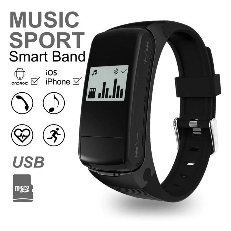 

F50 Smart Watch Smartband Earphone Headset Heart Rate Monitor Bluetooth Fitness Tracker Wristwatch For IOS Android Smartwatch