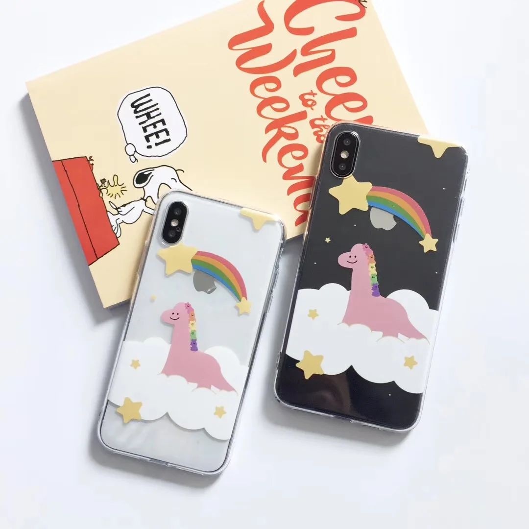 

INS Korea Rainbow Unicorn Cloud Stars phone case For iphone Xs MAX XR X 6 6s 7 8 plus Cute Animal Clear soft TPU back Cover Capa