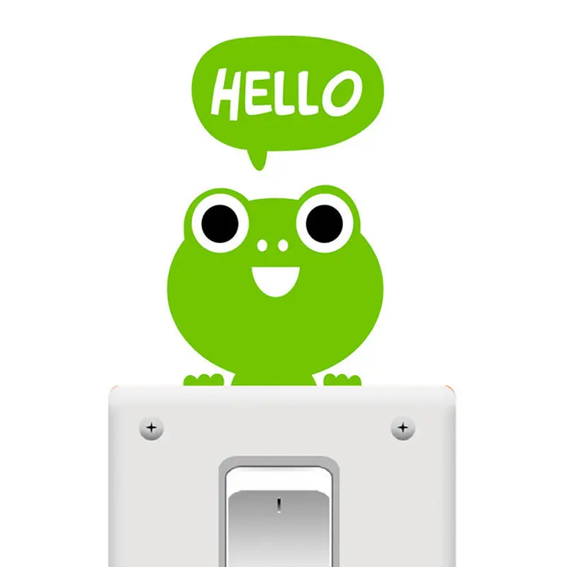 Lovely Cartoon Animal Wall Stickers Wallpaper Mini Removable Green Frog Switch For Kids Room | Обустройство дома