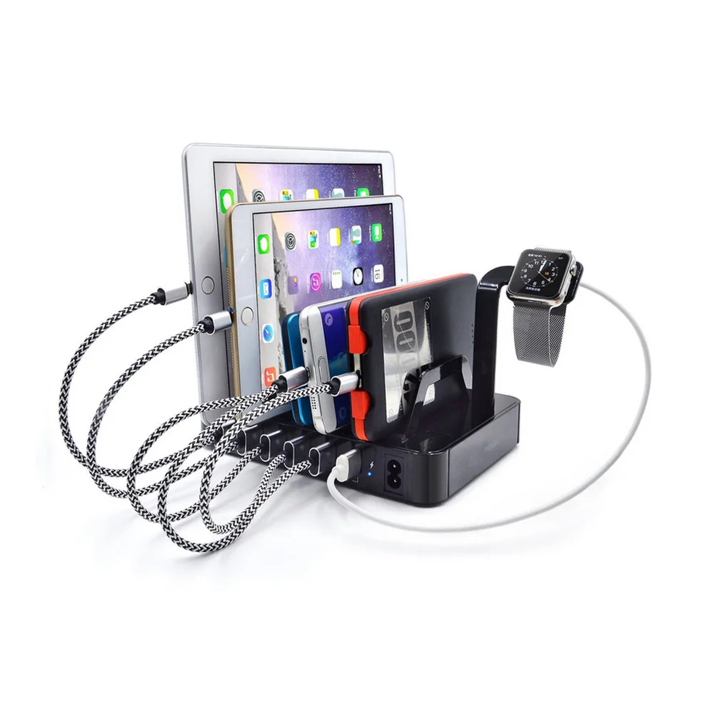 

6 Port 50W 8.8A Universal USB Charger Charging Station with Holder For iPhone 8 7 6s 6 Plus for Samsung for LG Watch Tablet