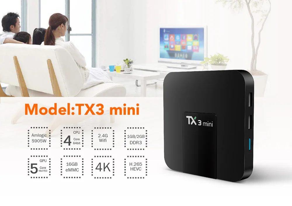  4K HD TV TX3 MINI Smart Android 7.1 TV Box Amlogic S905W 1G 8G 2G 16G Quad Core VP9 HDR BOX PK X96 