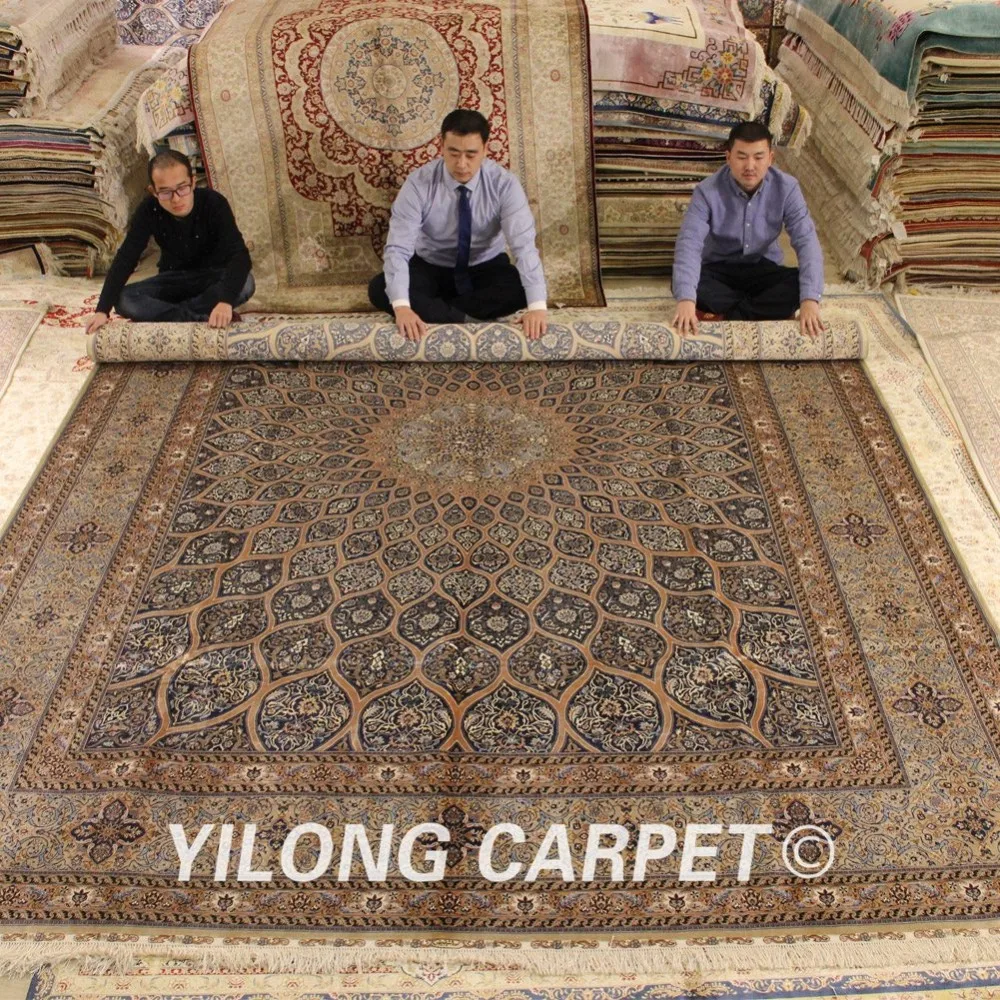 Yilong 10 'x 14' первоклассный дизайнерский шелковый ковер с медальонами большой