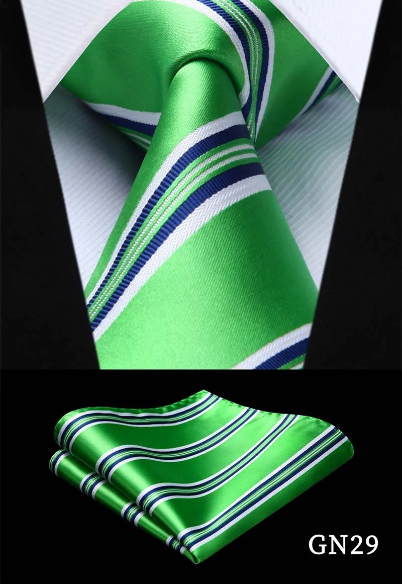 Hisdern зеленый галстук нагрудный платок твердый Пейсли Набор платков и галстуков Для мужчин модные в шахматную клетку 8,5 см шелковые ткани подарок для Для мужчин GN - Цвет: GN29