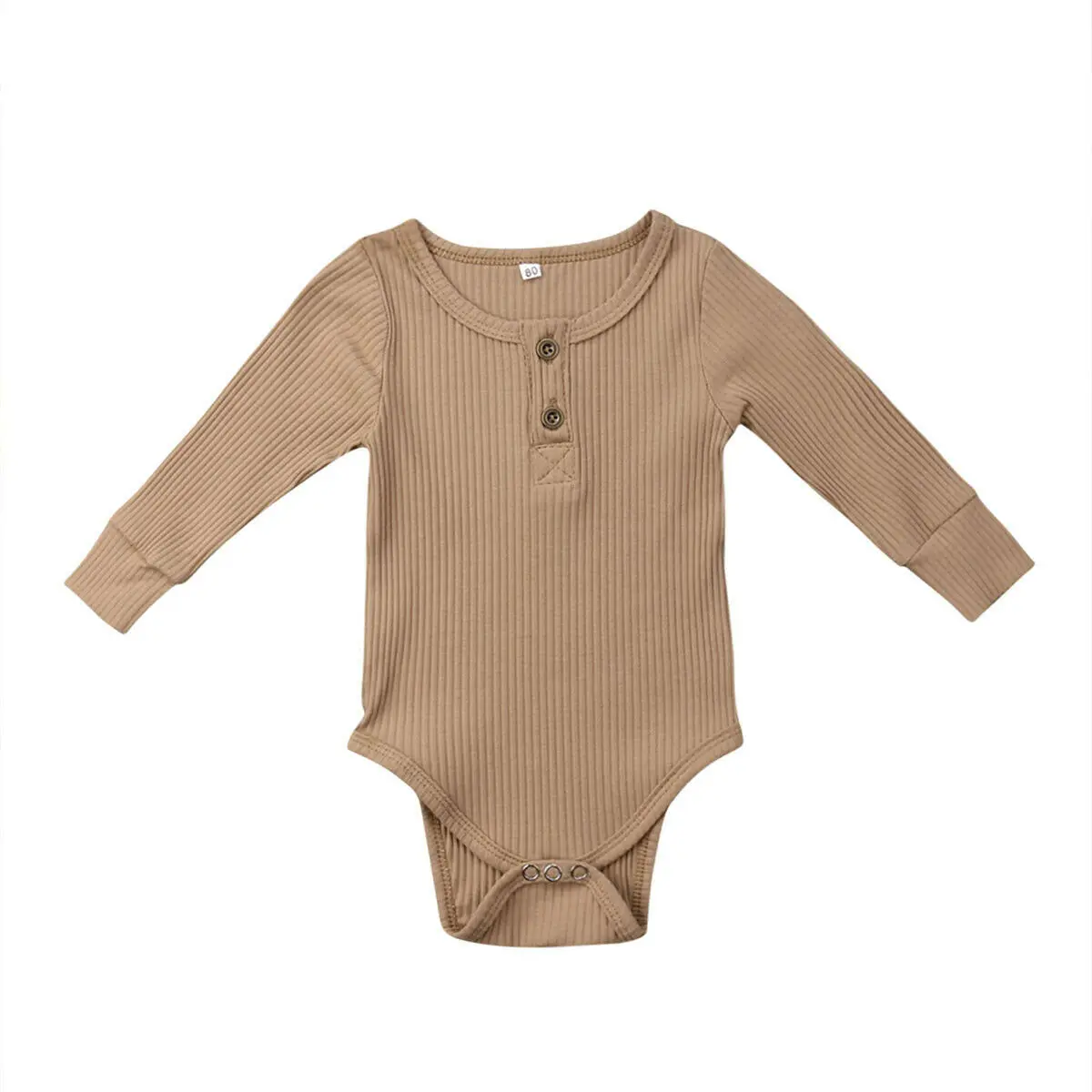 Малыша Одежда для новорожденных мальчиков и девочек Базовая Однотонная одежда, хлопковый комбинезон с длинными рукавами однотонный комбинезон для мальчиков, для малышей Костюмы - Цвет: Хаки