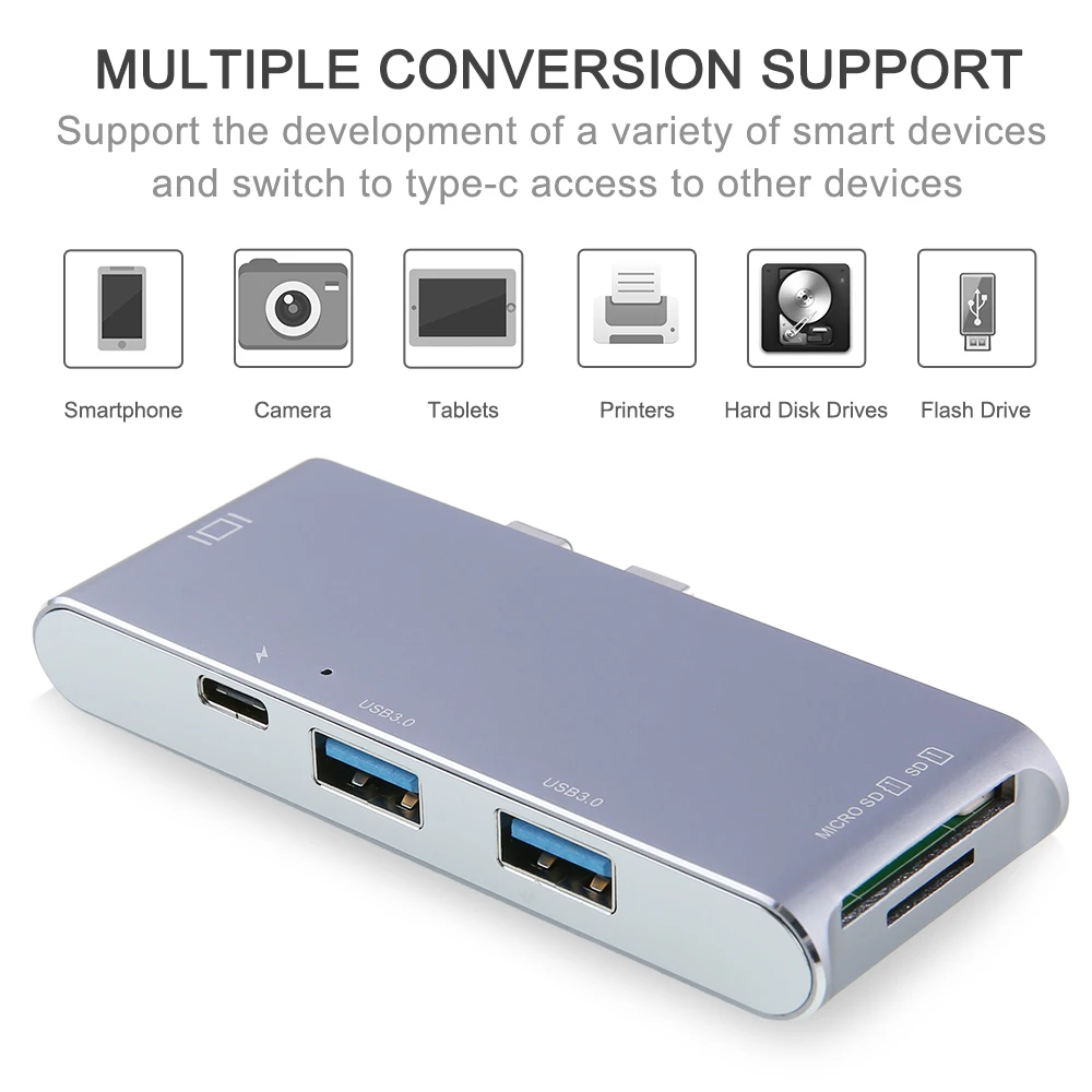 Портативный Тип USB c концентратор к HDMI 4 К HD видео C адаптер с 2xusb 3.1 порта Micro SD карты