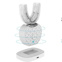 Звуковая автоматическая электрическая зубная щетка 360 градусов отбеливание зубов синий холодный свет интеллектуальная Силиконовая зубная щетка 4 режима u-образной формы