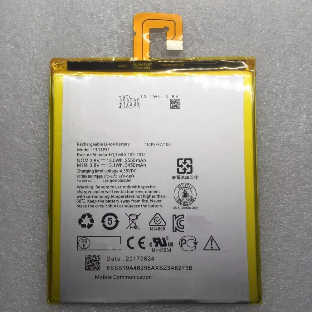 Новый аккумулятор для Lenovo LePad S5000 S5000H Pad A3500 Tablet PC L13D1P31 tab 2 A7 30 3450 3550mAh|Аккумуляторы