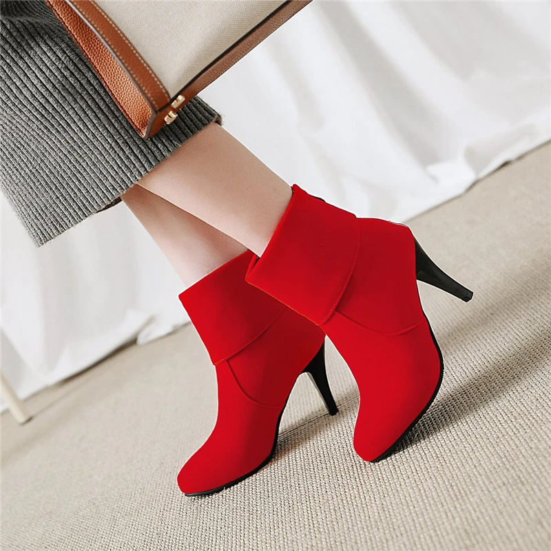 

SARAIRIS 2018 Wholesale plus size 31-43 women's Boots Woman Shoes Sexy Thin High Heels Ankle Boots Shoes Women