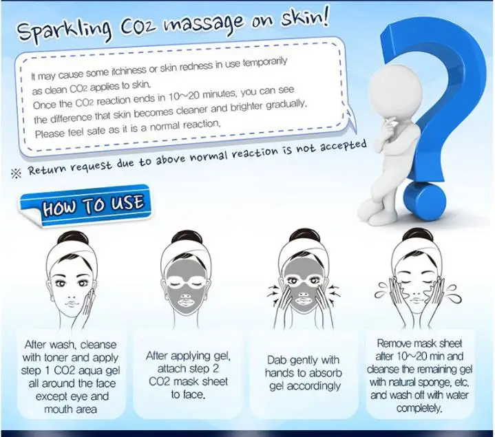 TOSOWOONG Aqua Tok CO2 маска 5 шт. уход за кожей лица питает и увлажняет кожу усиливает ее