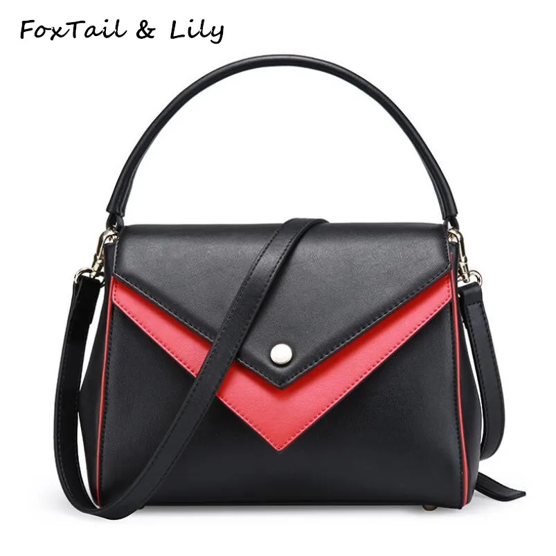

FoxTail & Lily European Style Genuine Leather Handbags Luxury Shoulder Women Bags Designer Crossbody Panelled Messenger Bags