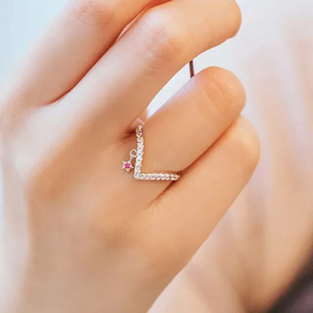 Simple Star V Style Open Rings For Women Bijoux Fashion Jewelry  Gold-color  Cute Gift